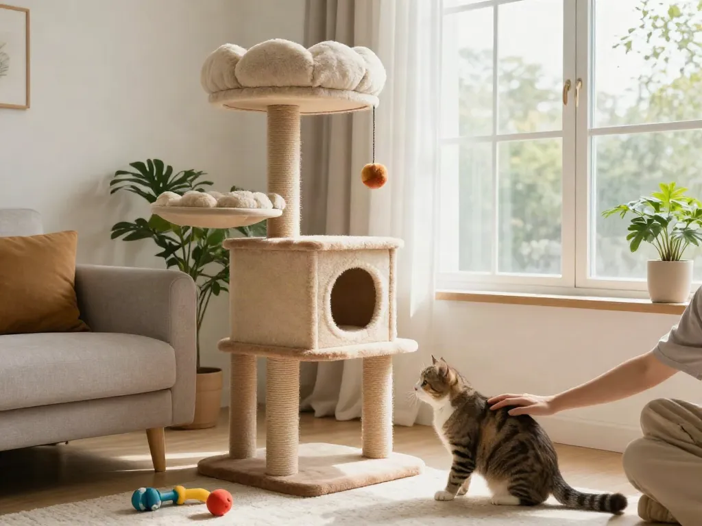 Cat trees provide a playful environment for cats, featuring multiple levels and cushions, enhancing pet comfort.
