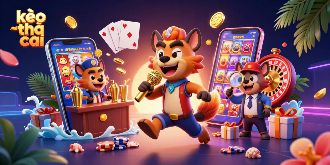 kèo nhà cái showcases hyenas in a vibrant casino scene featuring comedy, cocktails, and chips.