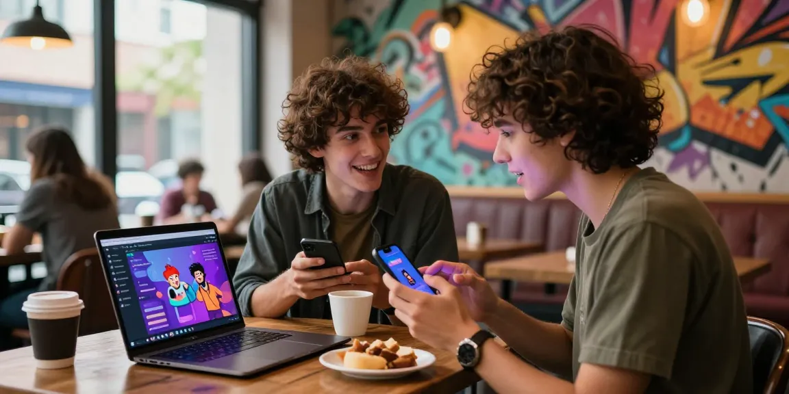 Engaging conversation on ecchi ai chat in a lively café atmosphere with characters on display.