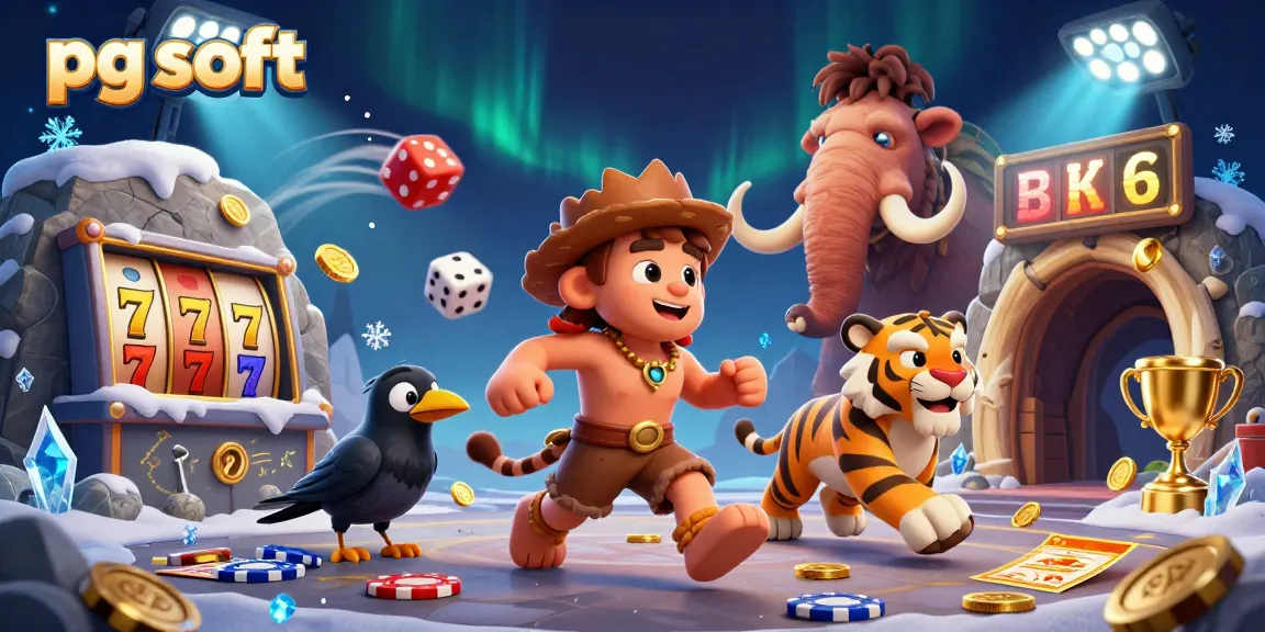Experience thrilling slot reels and jackpots while playing pg soft at a prehistoric casino with engaging characters.